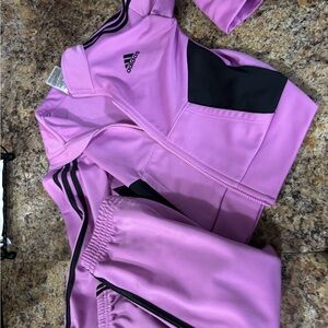 Adidas Kids Pink and Black Joggers